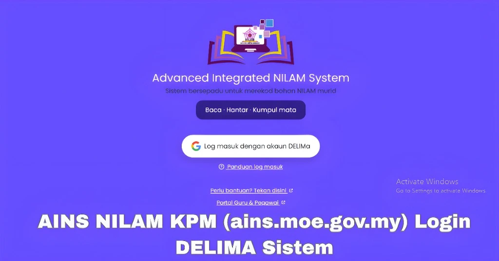 AINS NILAM KPM (ains.moe.gov.my) Login DELIMA Sistem
