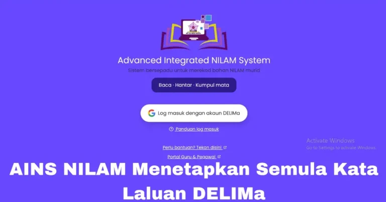 AINS NILAM Menetapkan Semula Kata Laluan DELIMa